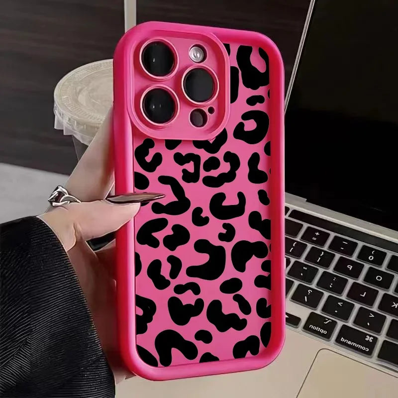 Black Leopard Print Pattern Silicone Phone Case