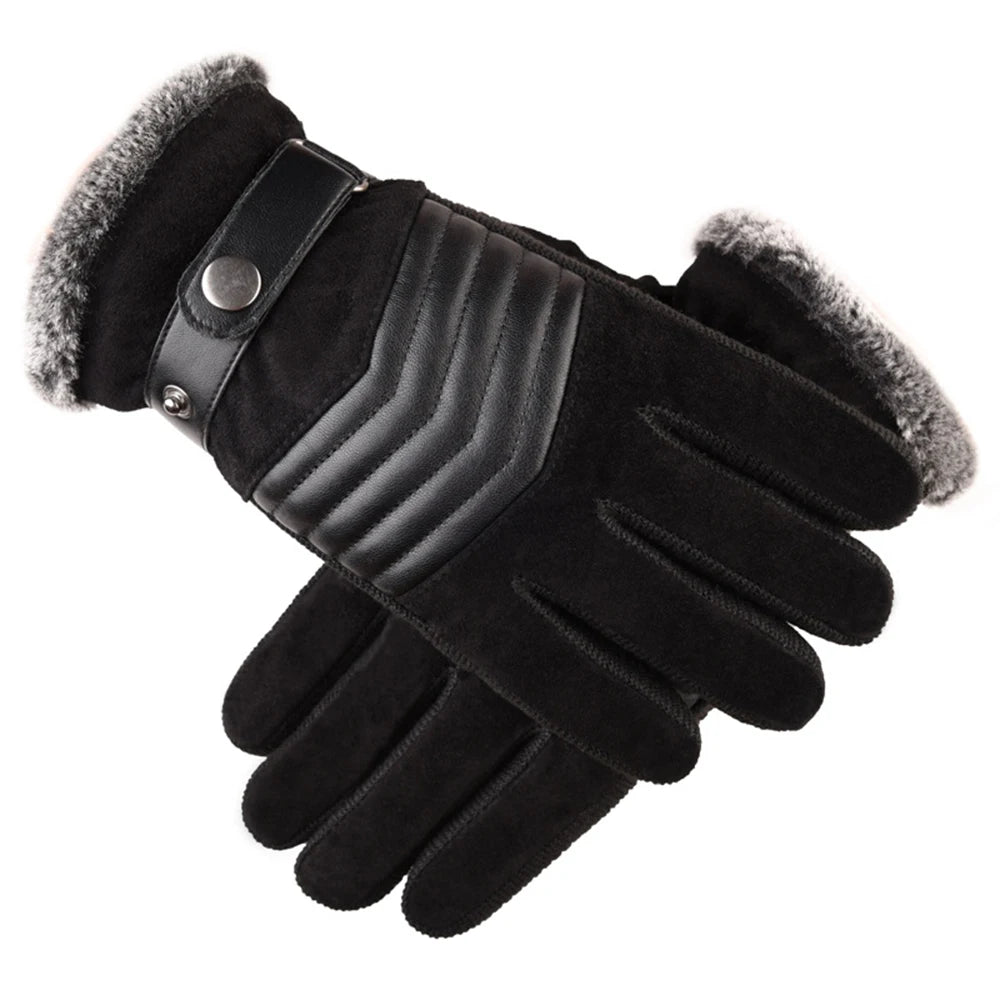 Velvet Leather Gloves Touch Screen