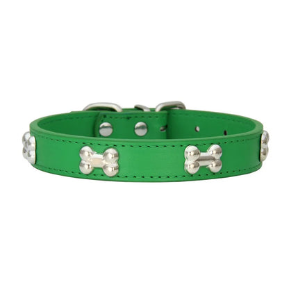 Bone PU Leather Pet Collars