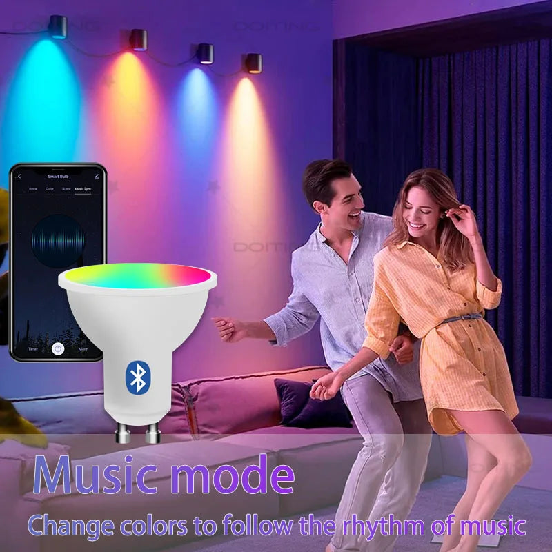 220V Tuya GU10 Lamp Bluetooth RGBCW White Dimmable Led Bulbs Smart Life App Control Spotlight For Home Wall Projection Light