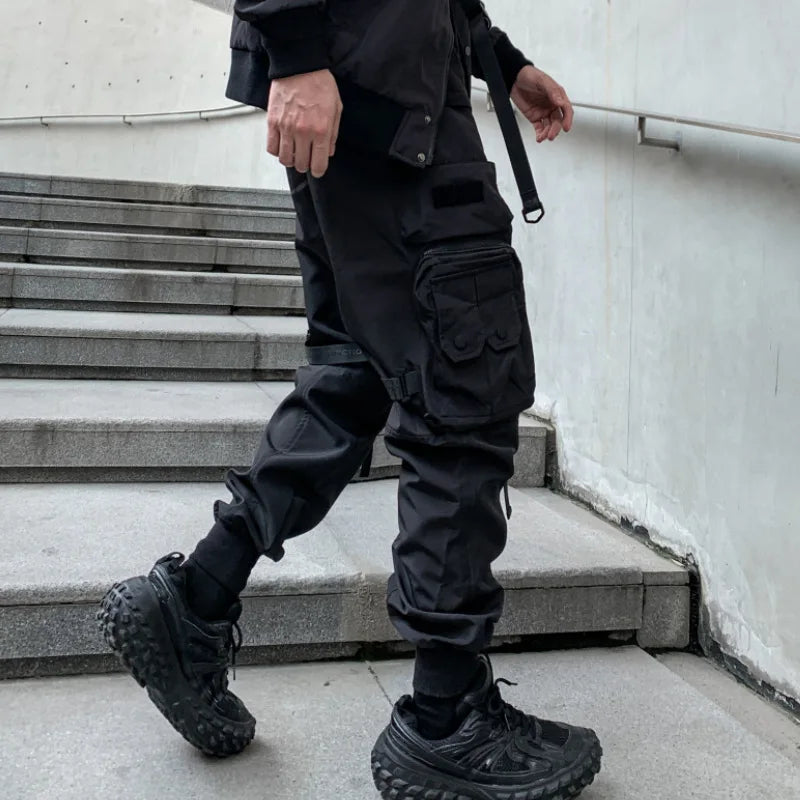 Multi-pockets Bandage Tactical Techwear Cargo Pants Mens Punk