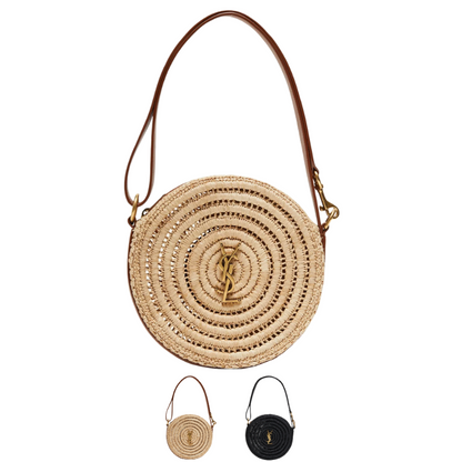 Y*ES S*L Monogram Round Bag In Raffia