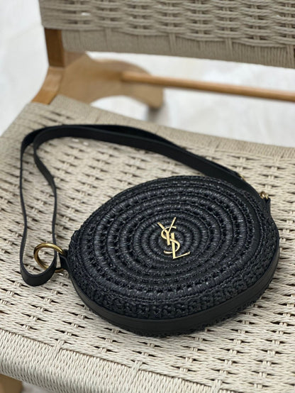 Monogram Round Bag In Raffia