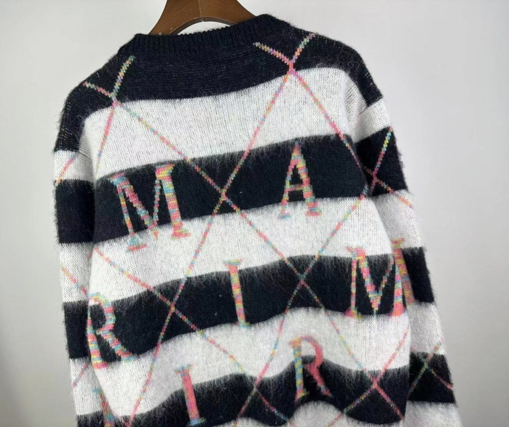 Argyle Stripe Knit Sweater